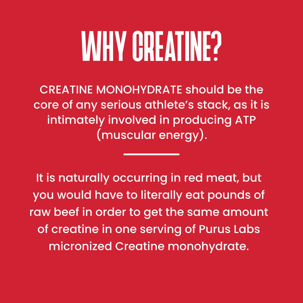 Nutrition facts panel of Purus Labs Creatine Powder