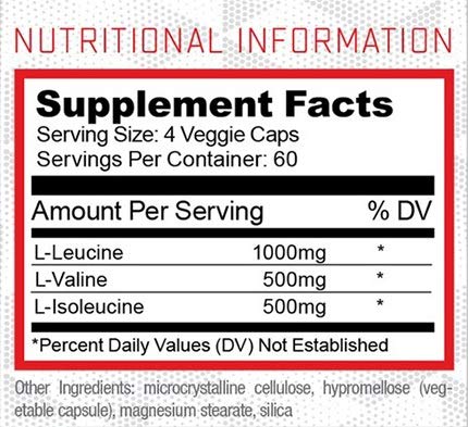 Purus Labs Foundation Series BCAA Capsules bottle side label