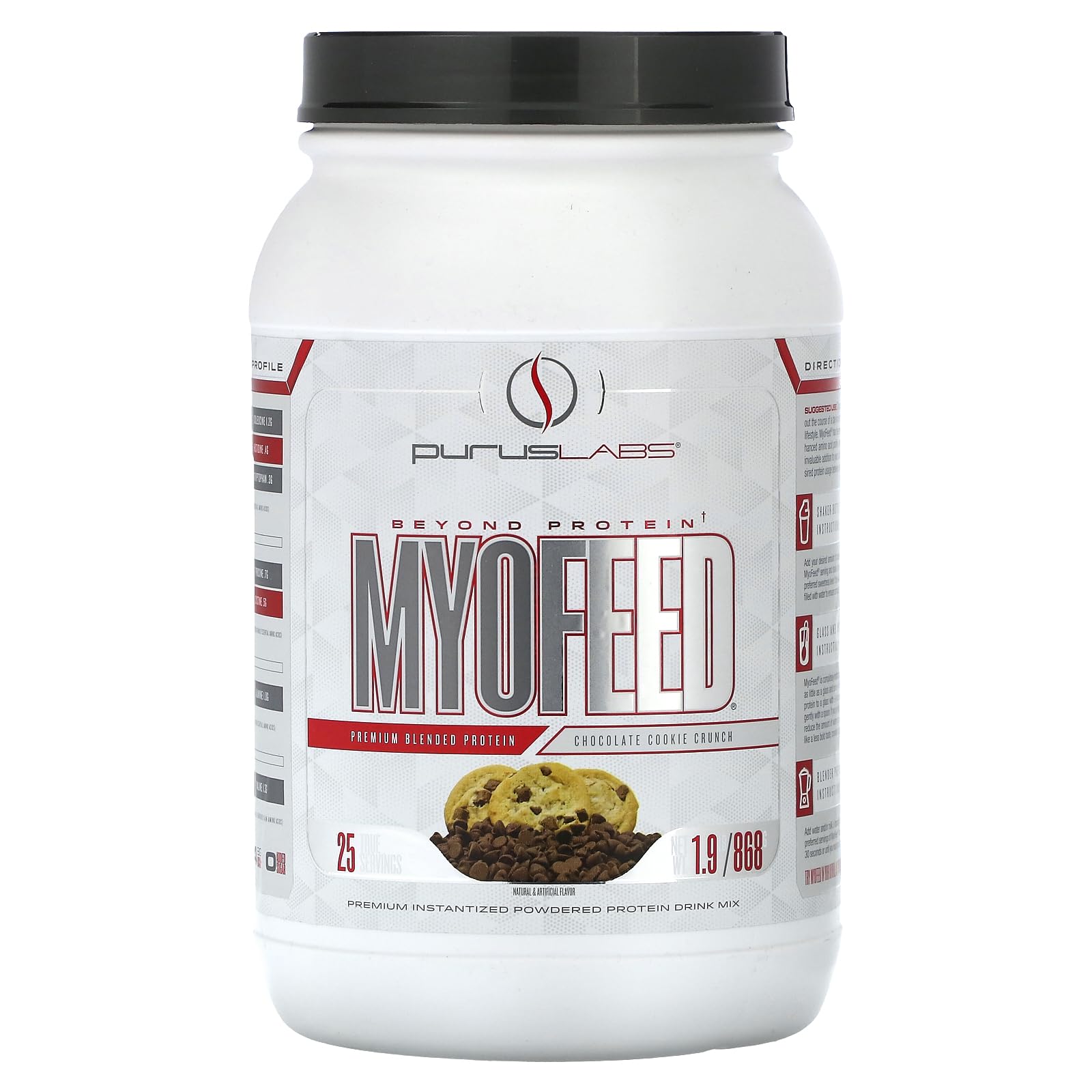 Purus Labs MyoFeed protein bottle in Chocolate Cookie Crunch for post-workout recovery
