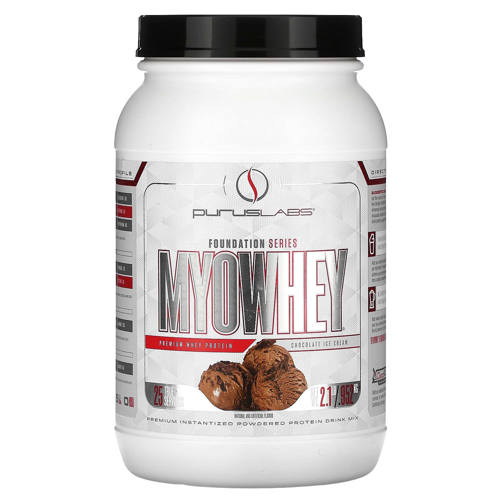 Purus Labs MyoWhey Chocolate Ice Cream flavor – 25g protein per serving, 25 servings