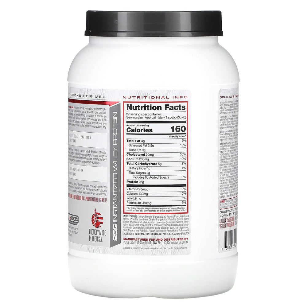 Purus Labs MyoWhey Chocolate Peanut Butter – Easy-mix whey protein for quick shakes