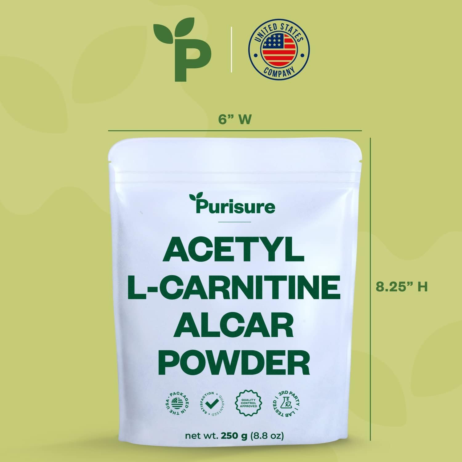 Serving suggestion showing 500 mg dose of ALCAR powder