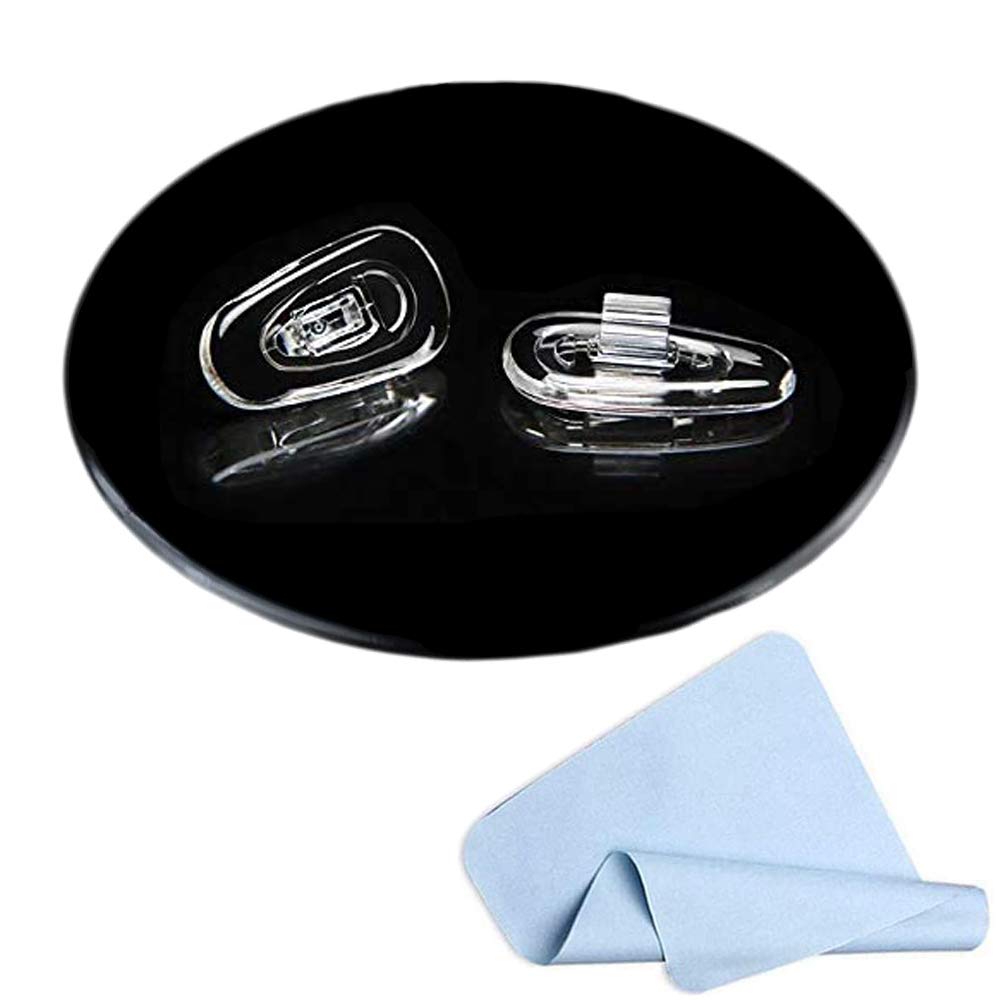 Close-up of 14mm clear silicone push-in eyeglass nose pad