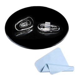 Close-up of 14mm clear silicone push-in eyeglass nose pad