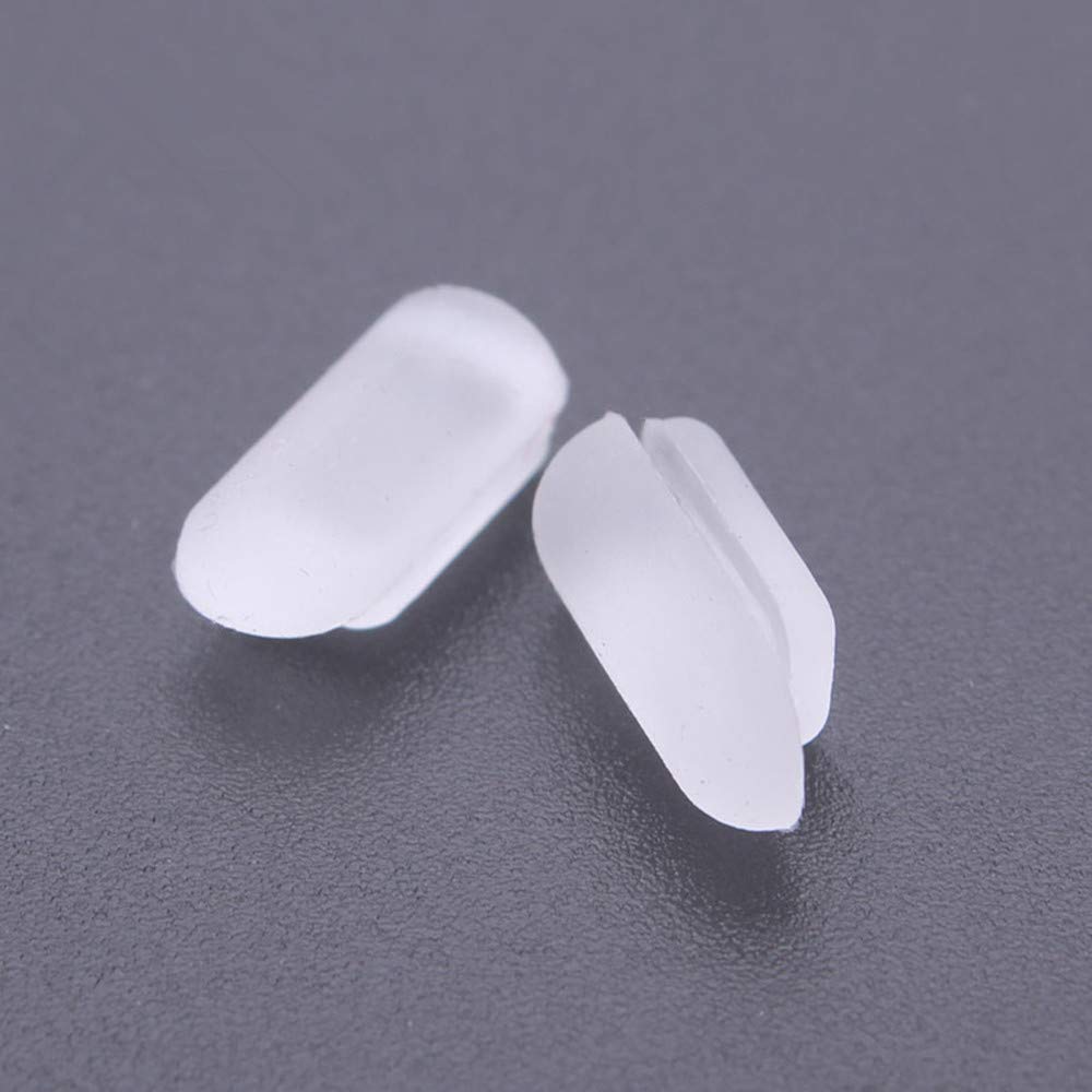 Close-up of push-in nose pads on eyeglasses frame