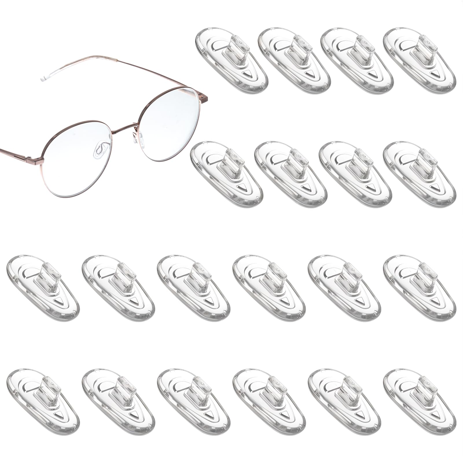 Set of 10 pairs of transparent silicone push-in eyeglass nose pads