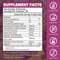 Close-up of glucosamine chondroitin gummies with elderberry flavor