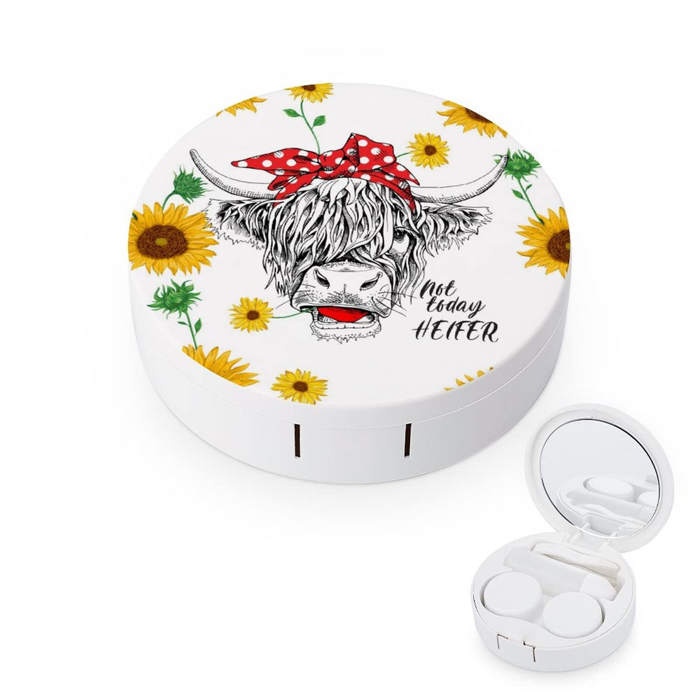 PutDiDi Cow Sunflower Heifer contact lens case with mirror