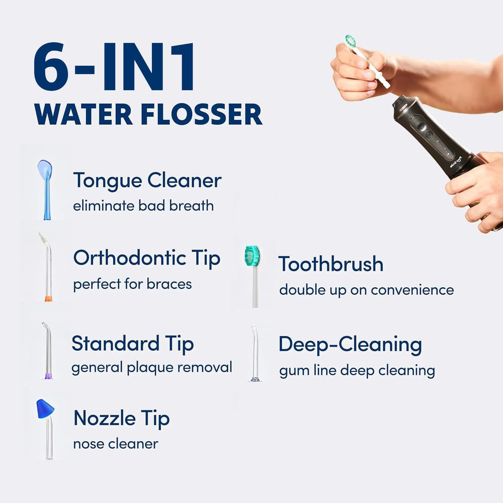 Water flosser tank and precision nozzles for thorough cleaning