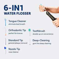 Water flosser tank and precision nozzles for thorough cleaning