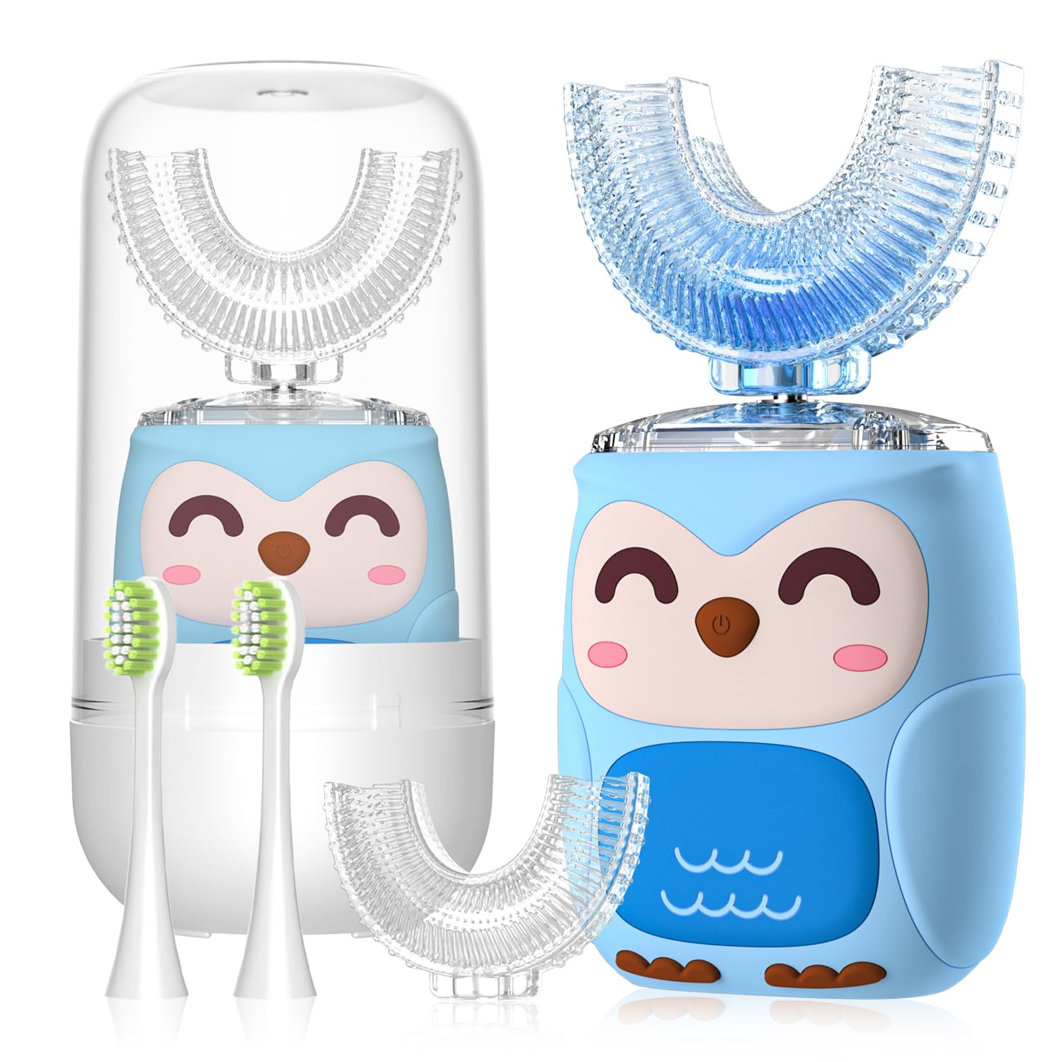 PVOGRT Kids U-Shaped Electric Toothbrush blue hero image