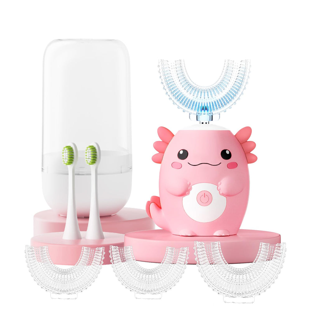 PVOGRT Kids Axolotl U-Shaped Toothbrush pink front view