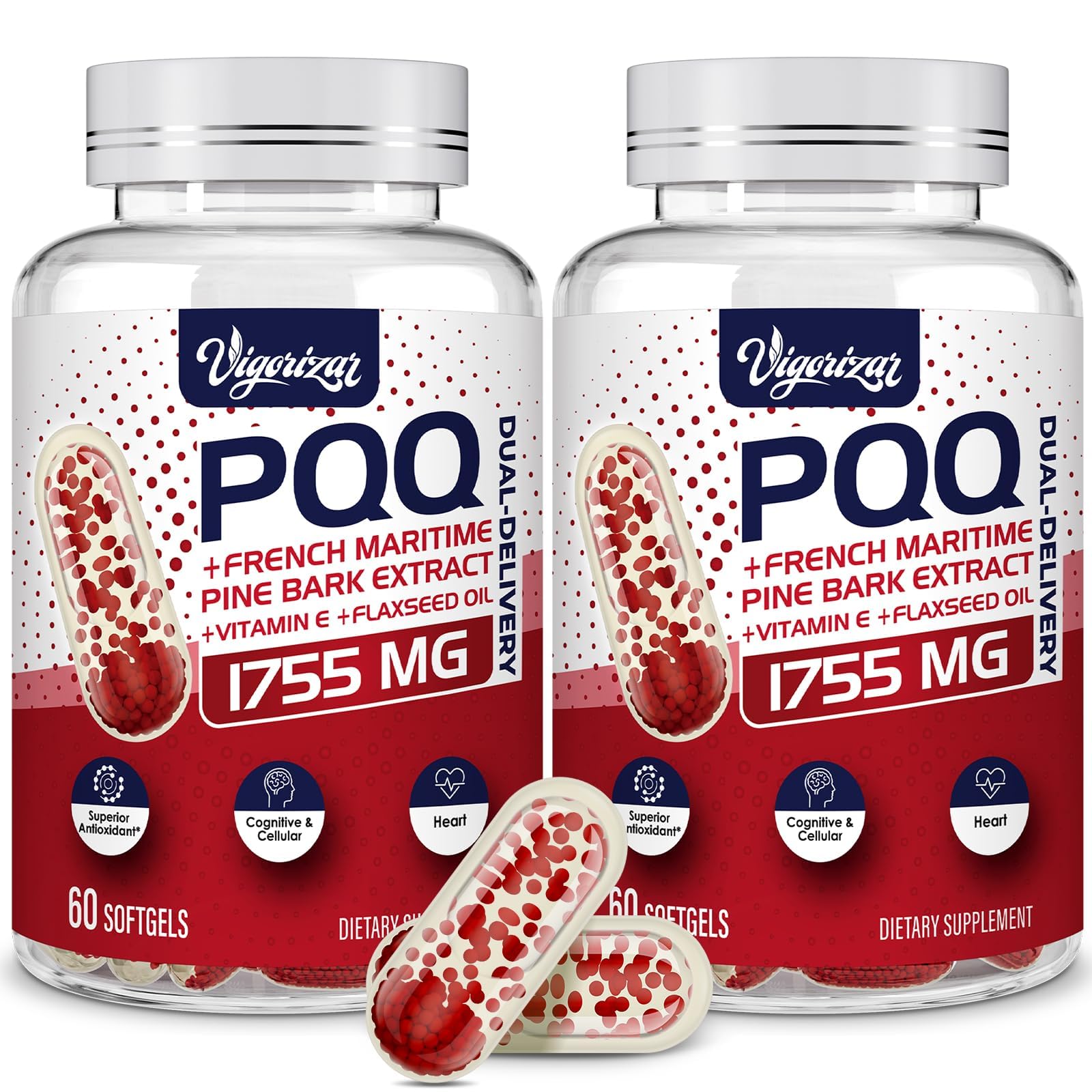 Dual-delivery pycnogeno and PQQ softgel capsule for maximum absorption