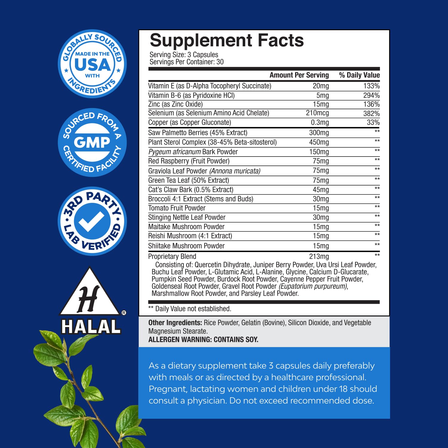 Pygeum and Saw Palmetto extracts for urinary support