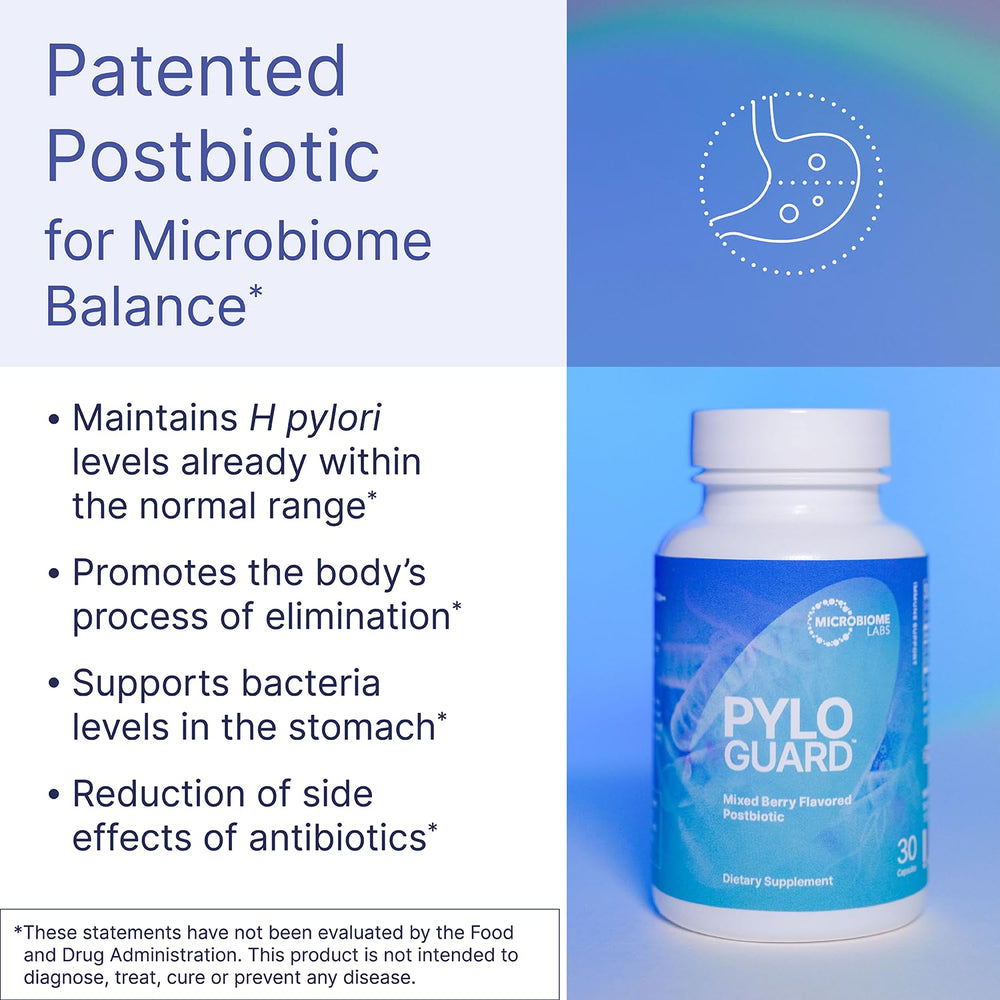 Close-up of PyloGuard label highlighting DSM17648 patent