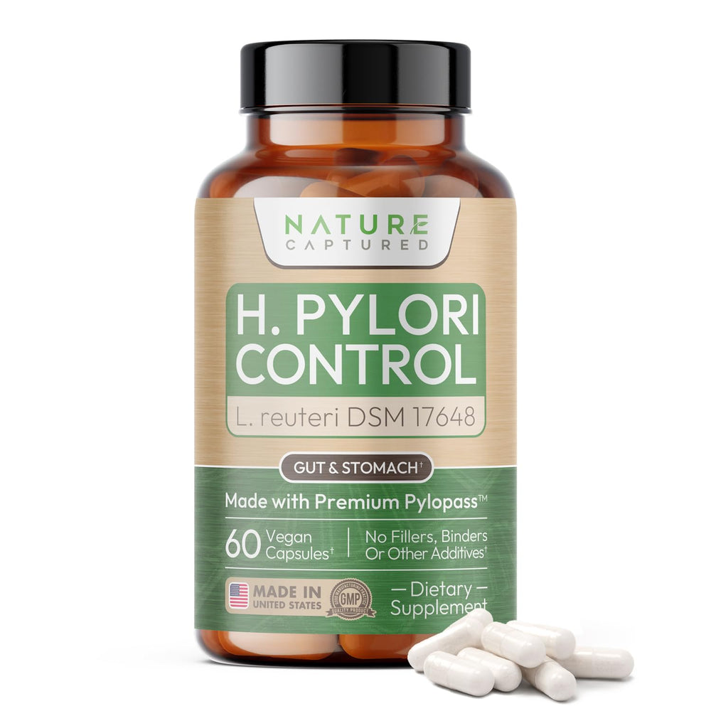 Bottle of H Pylori Control with Pylopass capsules
