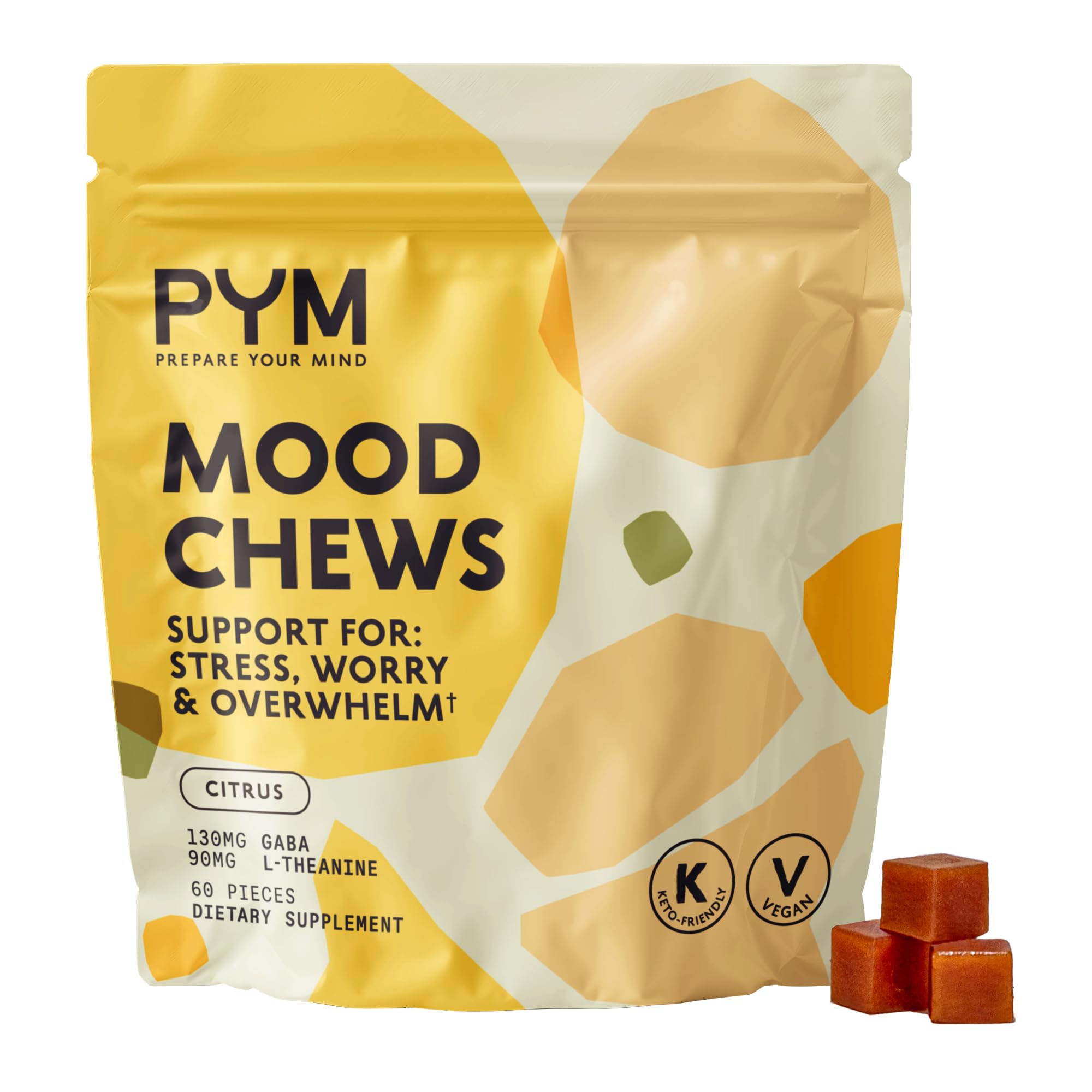 Front view of PYM Citrus Mood Chews resealable bag