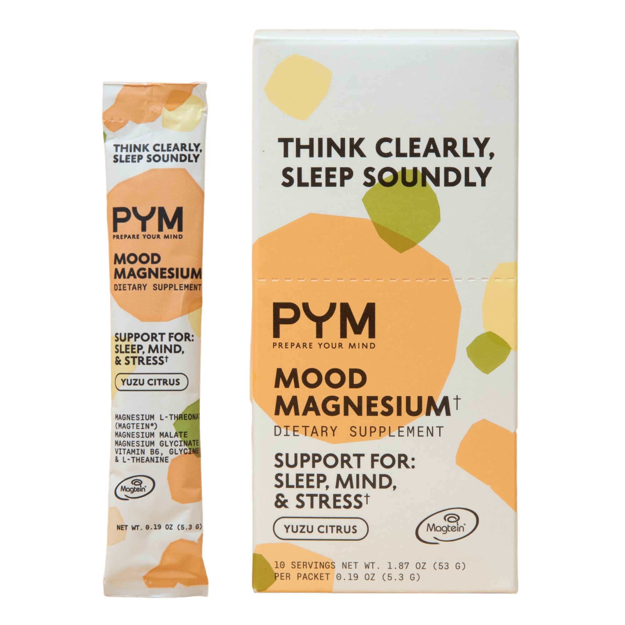 Front view of PYM Mood Magnesium Packets (10 servings)