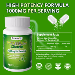 PYUNAFIT Potassium 1000mg bottle with label