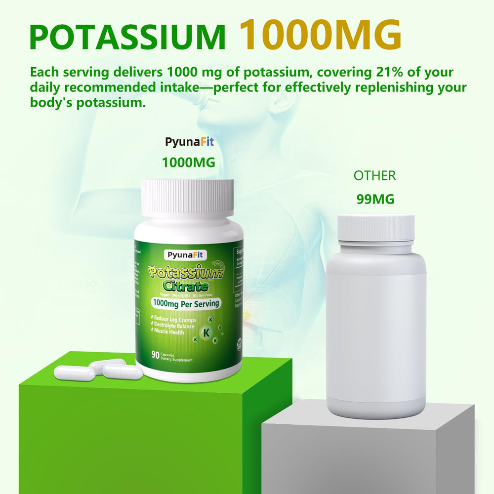 Close-up of 1000mg potassium citrate capsules