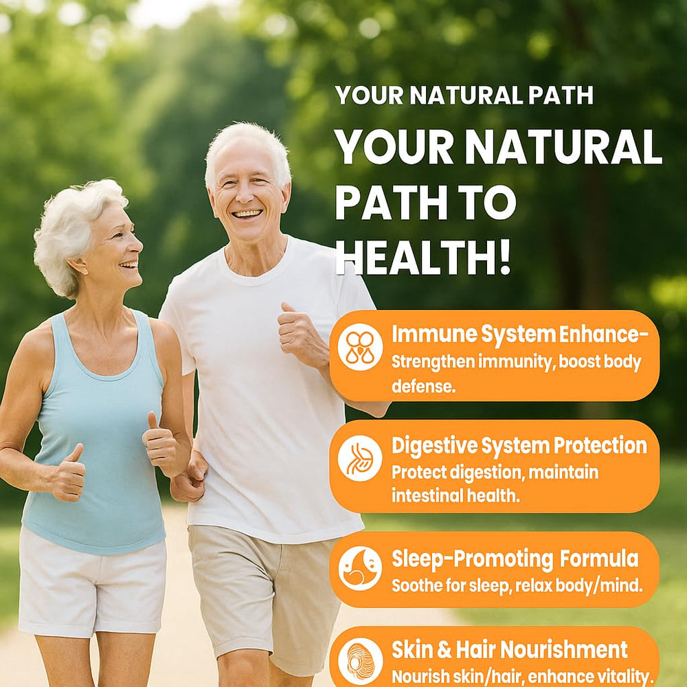 Product packaging on a clean health-themed backdrop