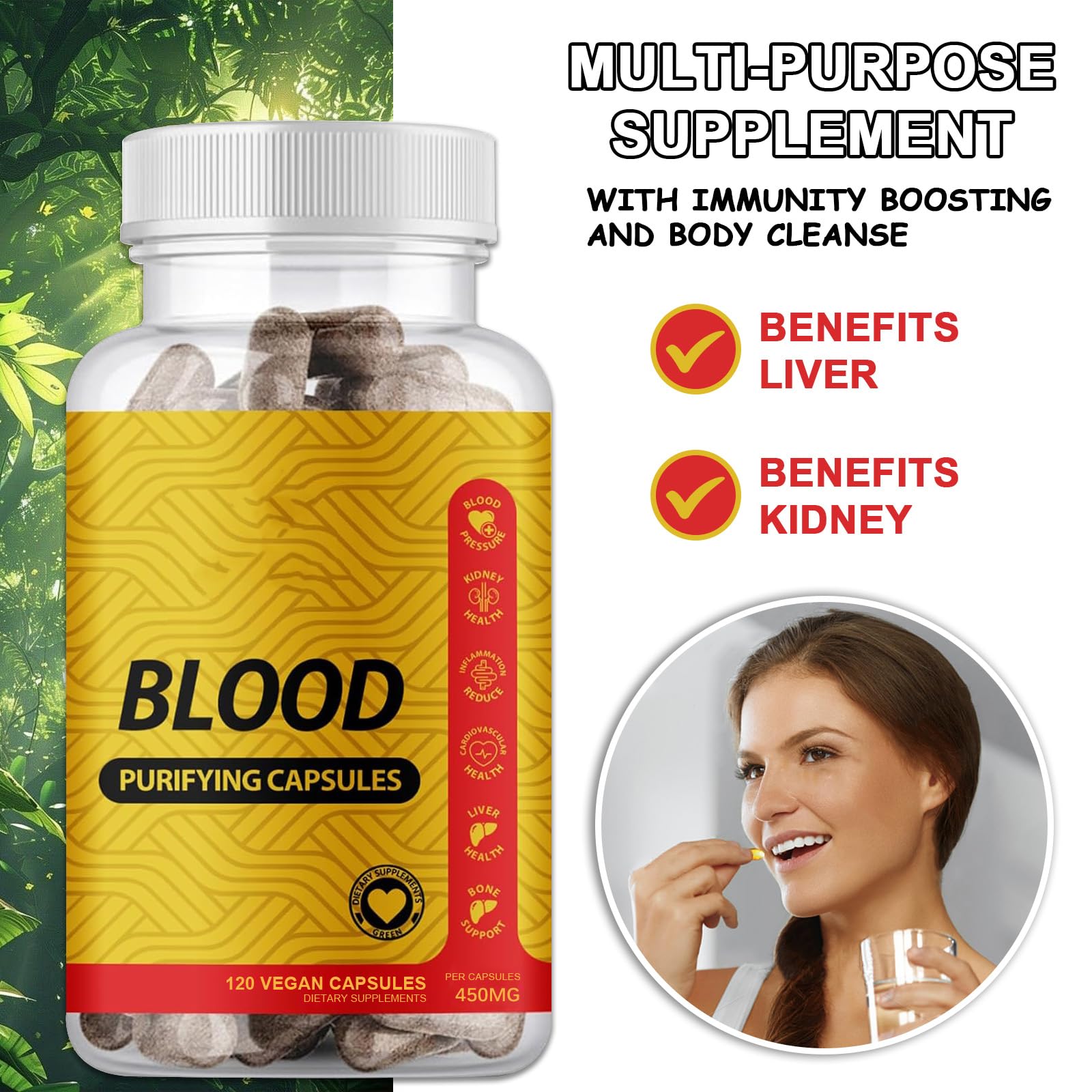 Close-up of 120 herbal capsules