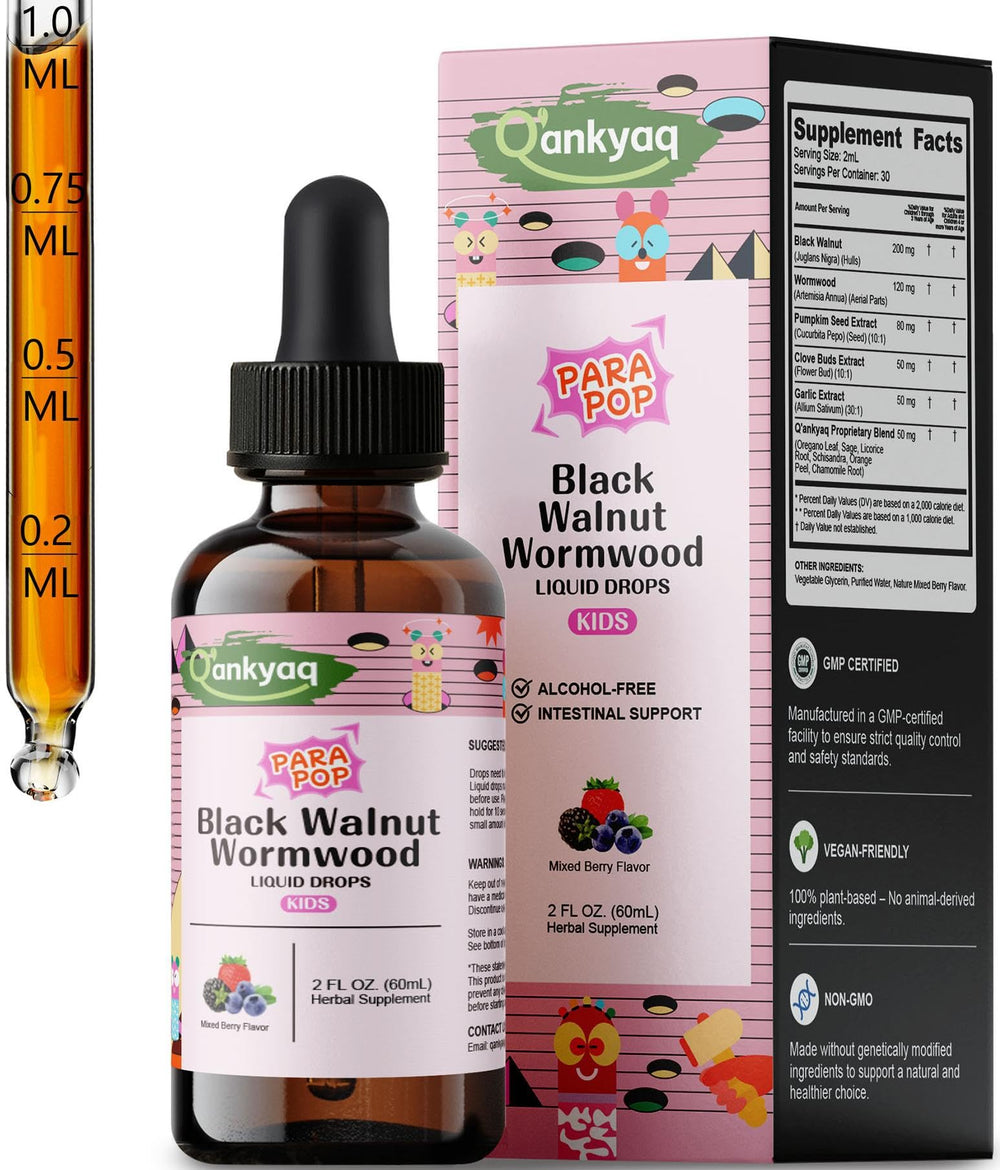 Q'ankyaq kid detox drops bottle for gentle daily detox support