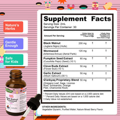 Q'ankyaq kid detox drops dropper close-up shows kid-friendly liquid format