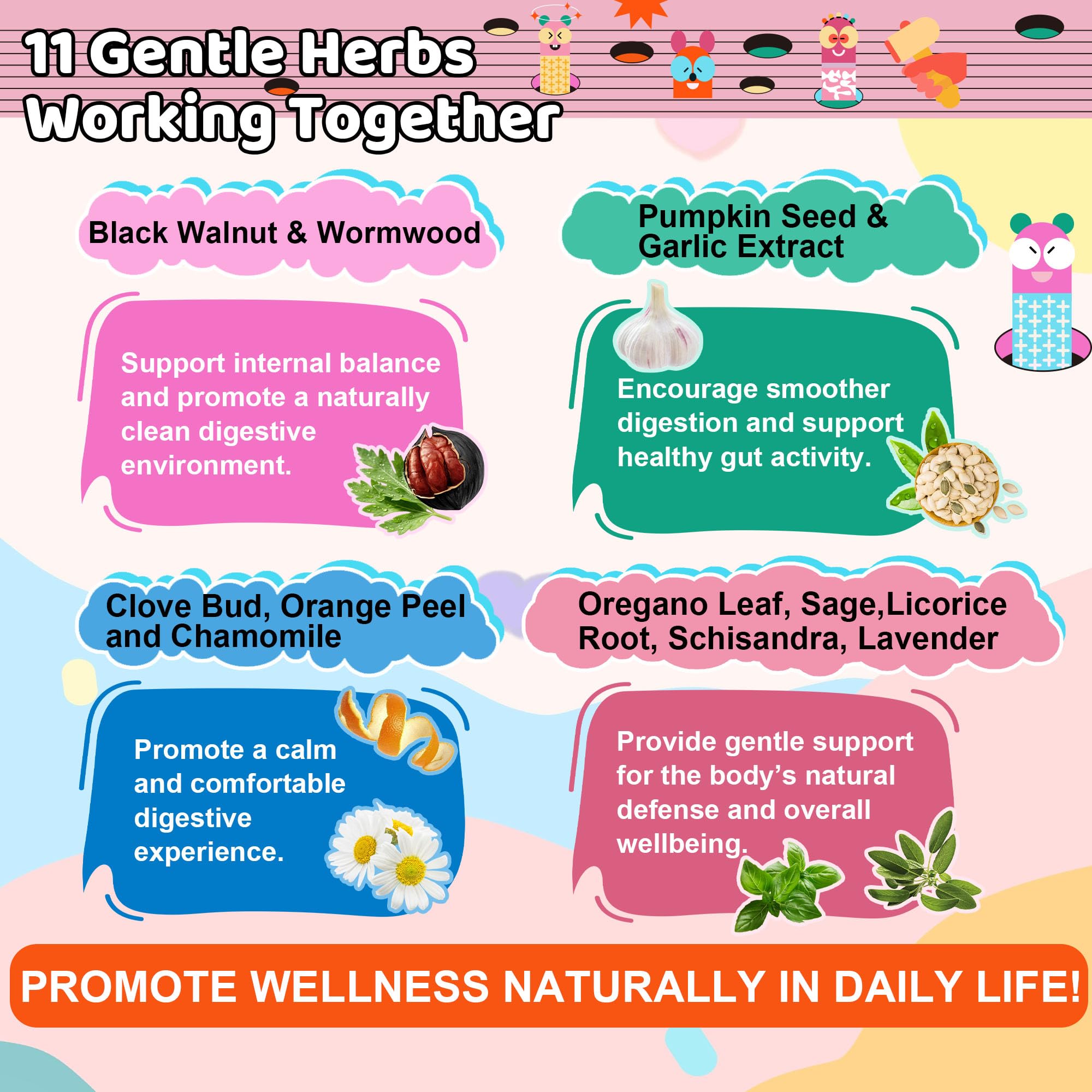 Q'ankyaq kid detox ingredients label highlights herbal gut-support blend