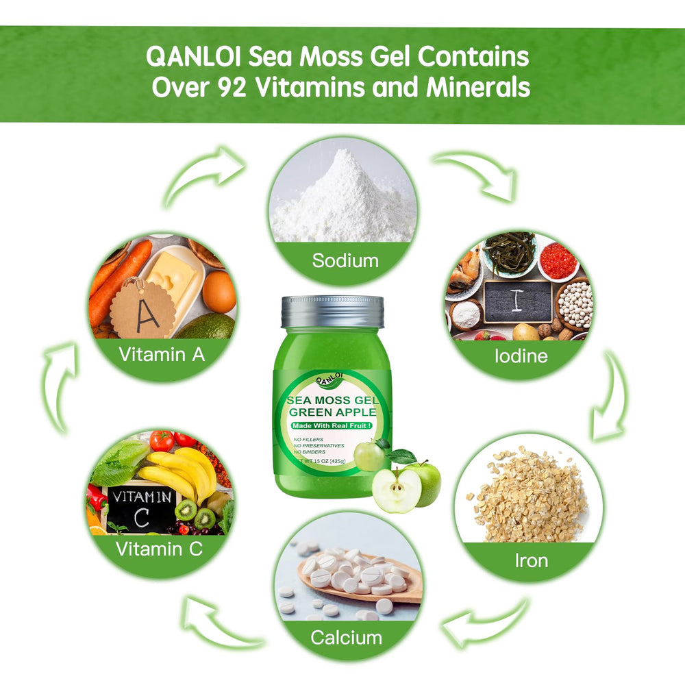 QANLOI sea moss jar beside breakfast bowl illustrating lifestyle use and versatility benefit