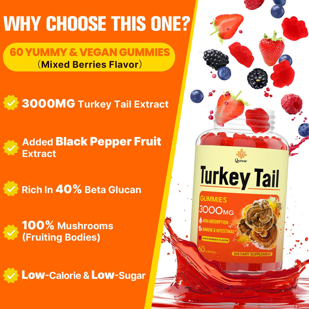 Mixed berries flavored Turkey Tail Mushroom Gummies