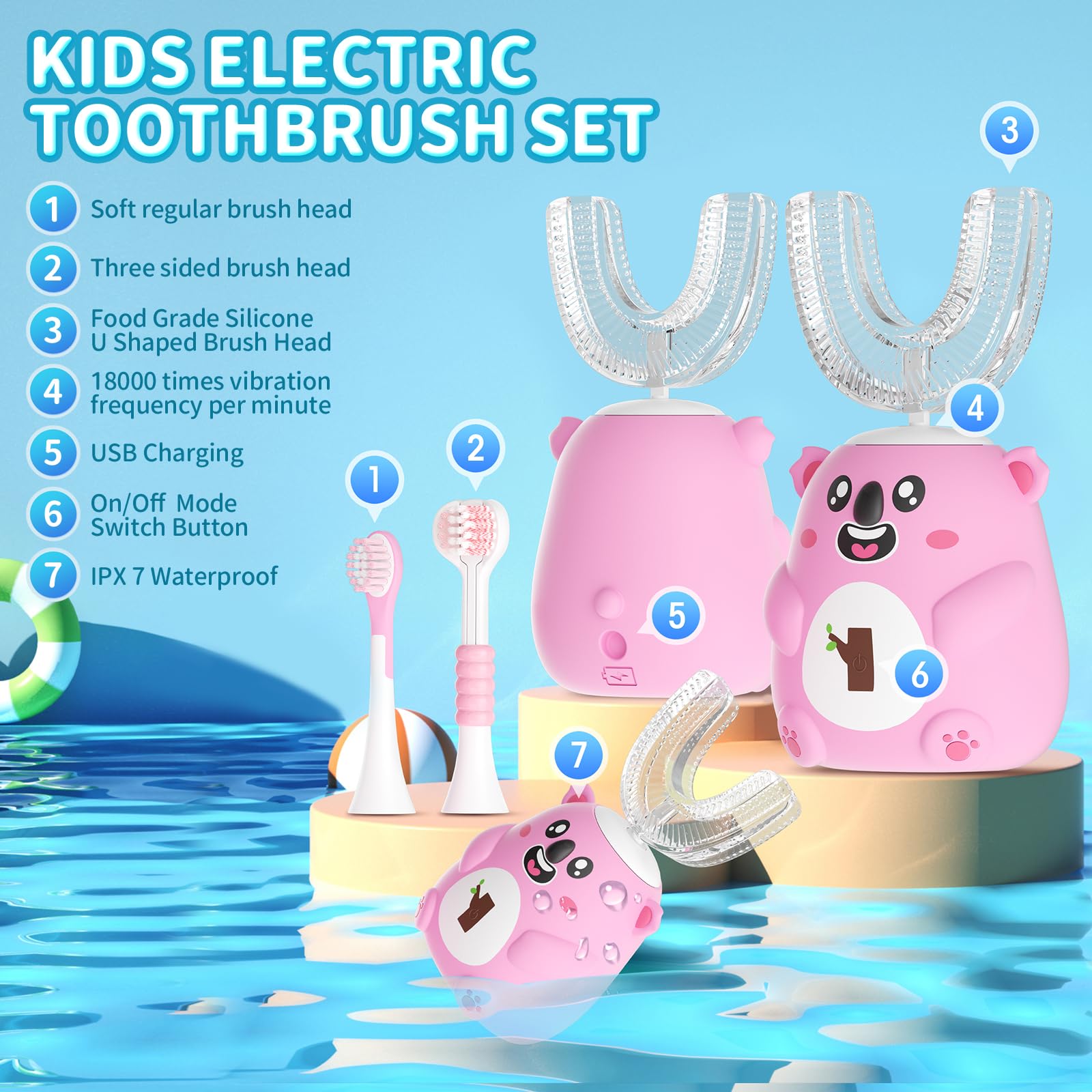 Includes two U-shaped and two regular brush heads