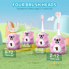 Pink koala-design toothbrush front view
