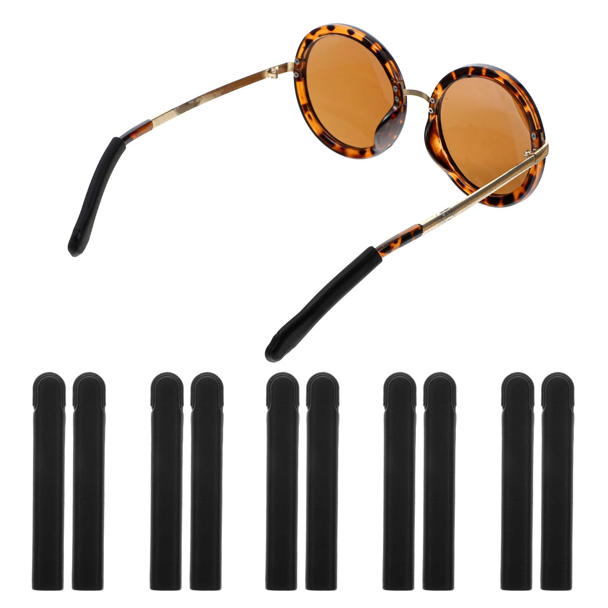 Qianyu 5 pairs silicone glasses ear cushions kit in black