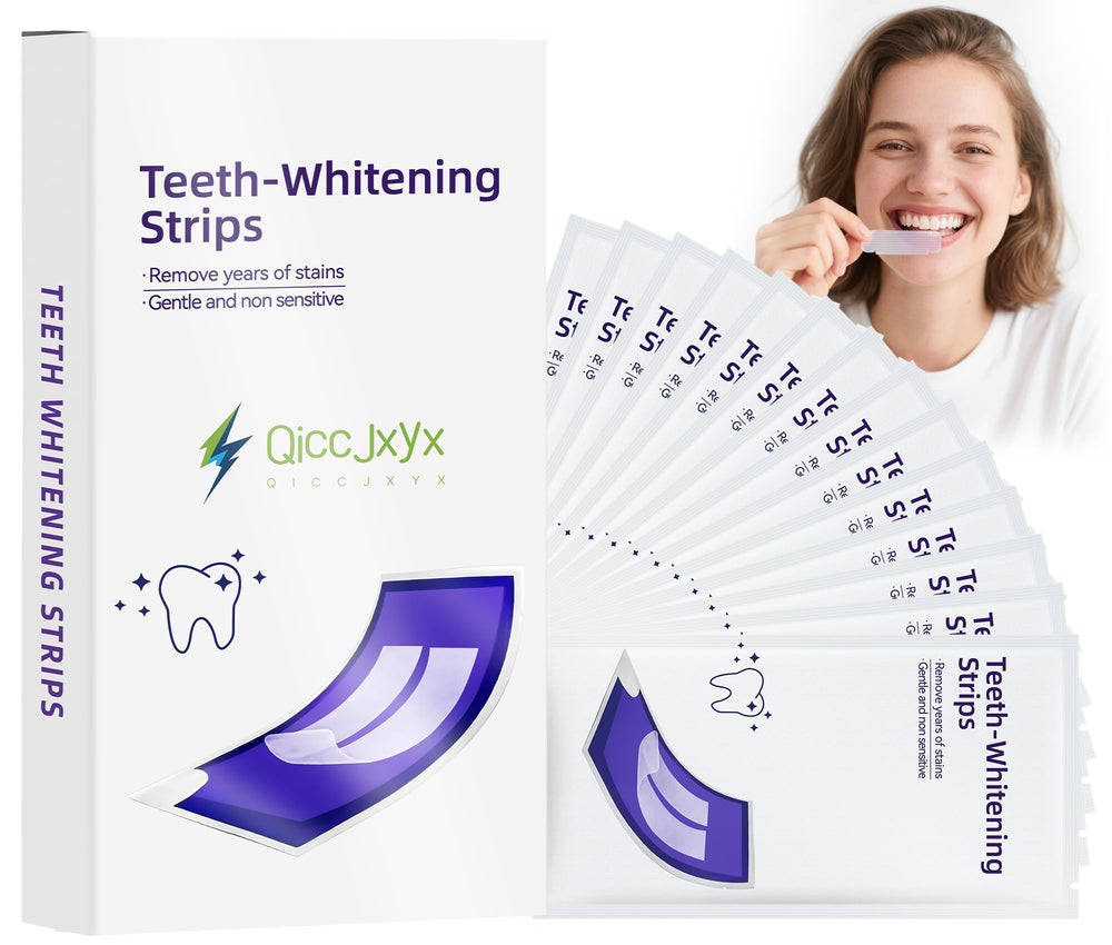 QICCJXYX 14-Day Whitening Strips box for sensitive teeth