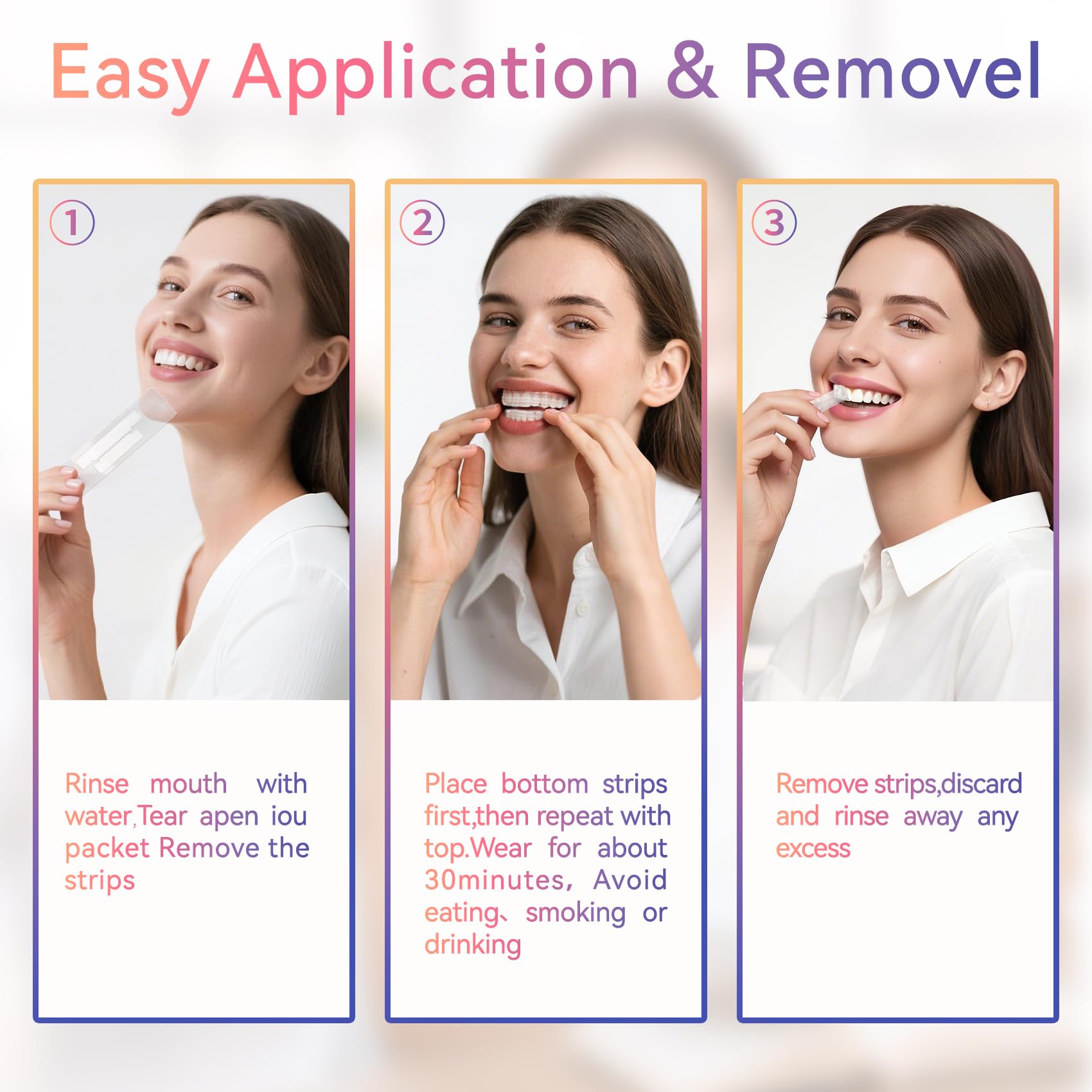 Before and after whitening transformation over 14 days