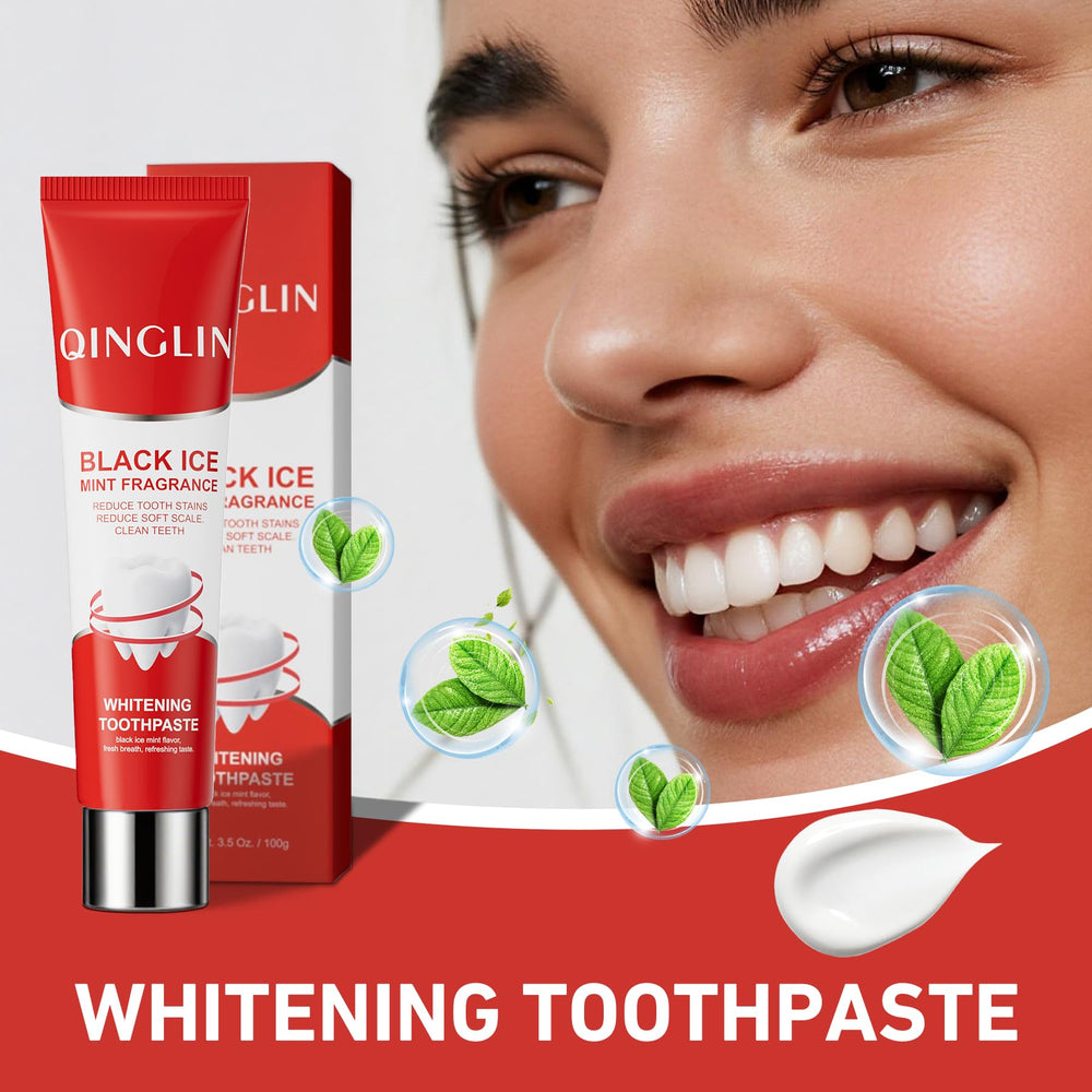 Qinglin Black Ice Mint Whitening Toothpaste packaging