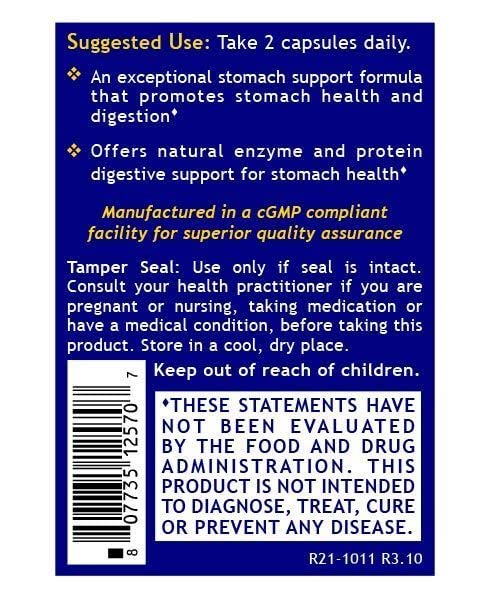 Vegan organic digestion supplement capsules and bottle