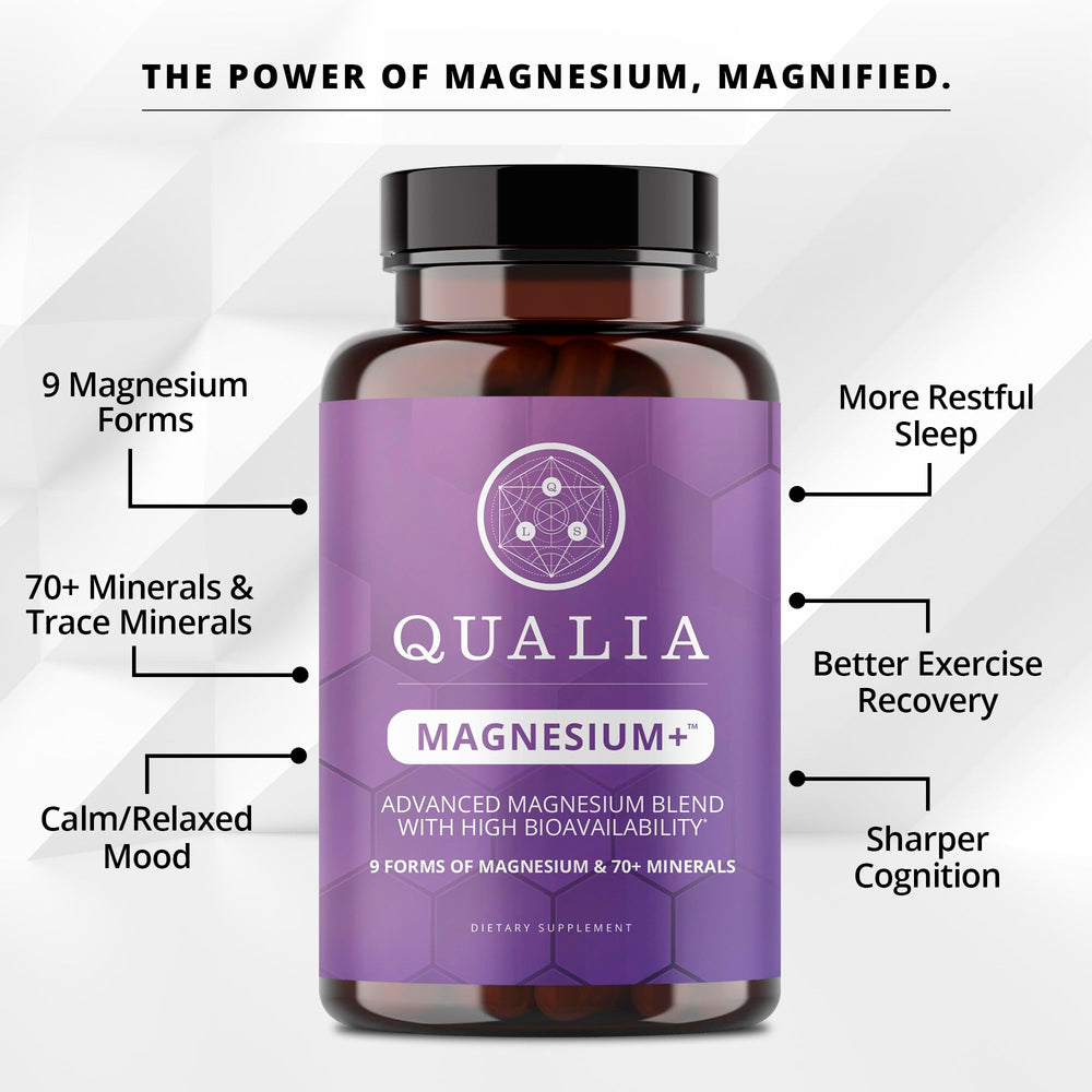 Doctor-formulated Qualia Magnesium+ ingredients label