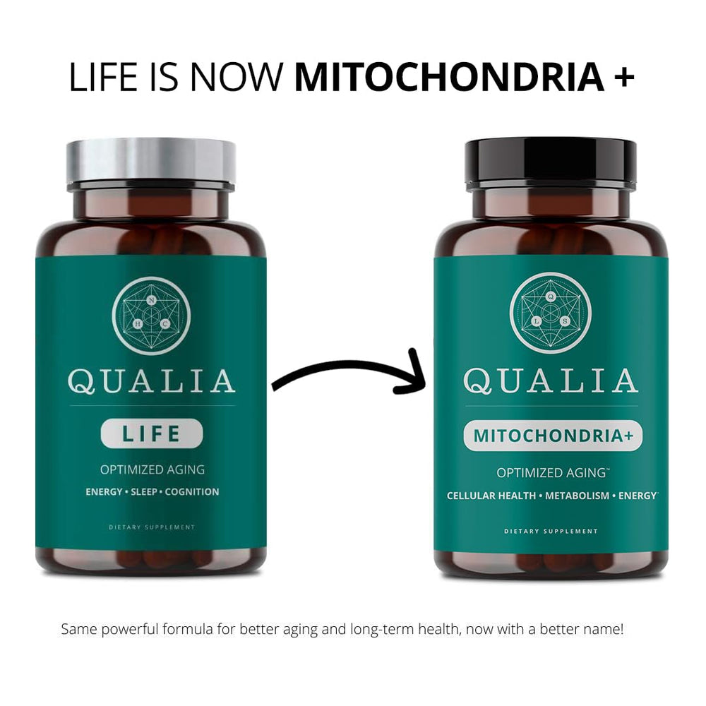 Back label of Qualia Mitochondria+ bottle