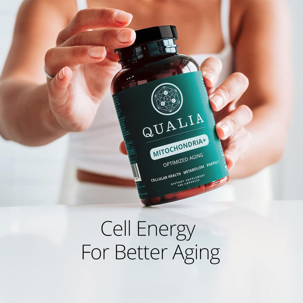 Graphic showing Qualia Mitochondria+ ingredients