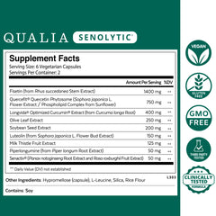 Close-up of Fisetin and Quercetin ingredients used in Qualia Senolytic