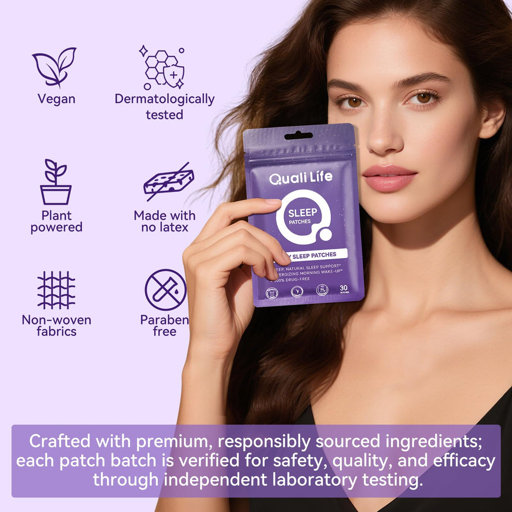 Close-up of QualiLife Sleep Patches packaging