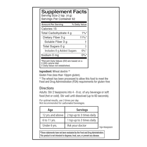 Container showing 62 servings per 8.6 oz