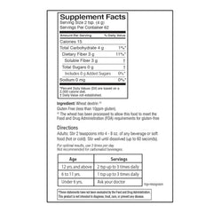 Container showing 62 servings per 8.6 oz