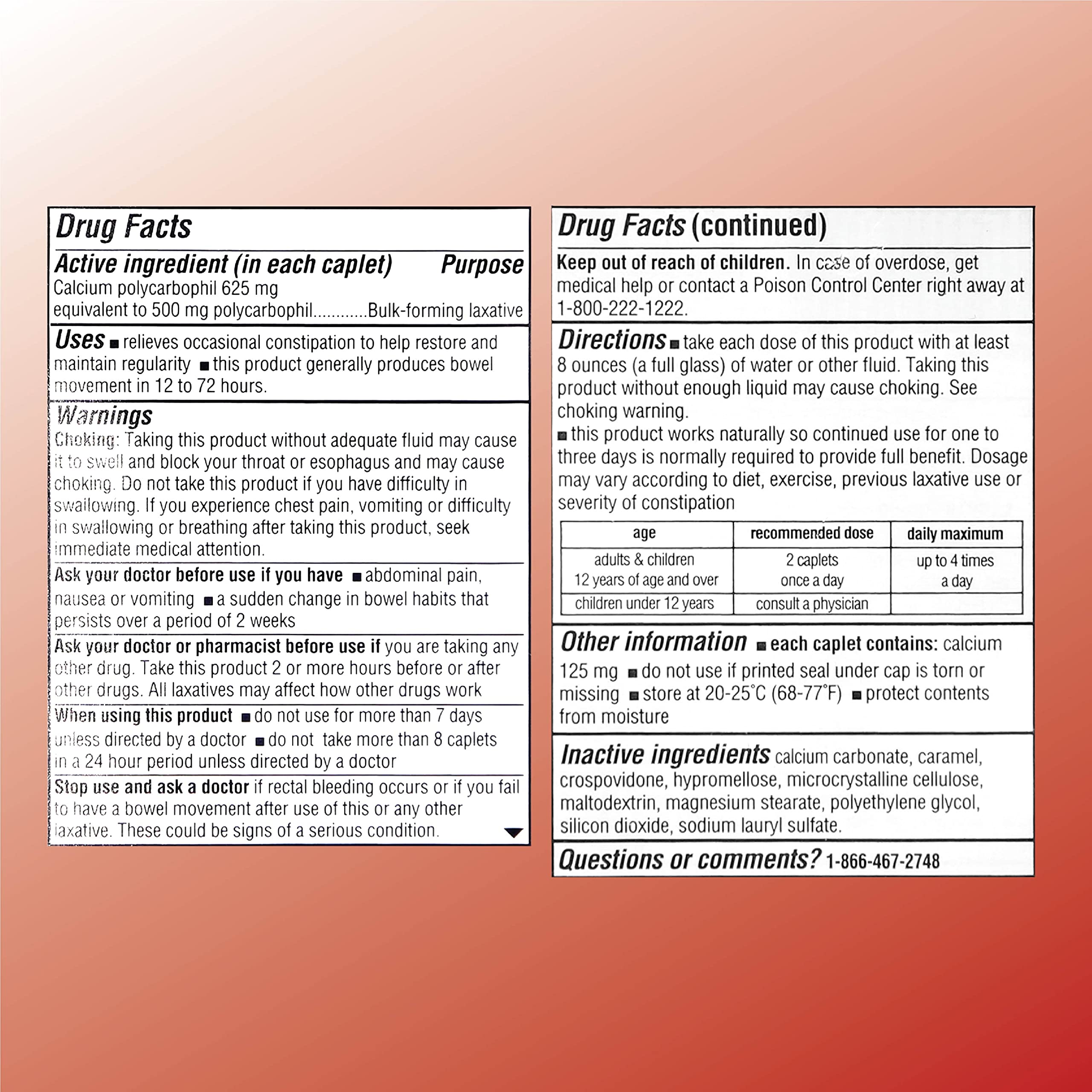 Close-up view of insoluble fiber caplets
