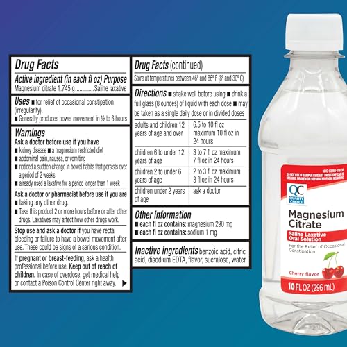 Quality Choice Magnesium Citrate lemon flavor label close-up