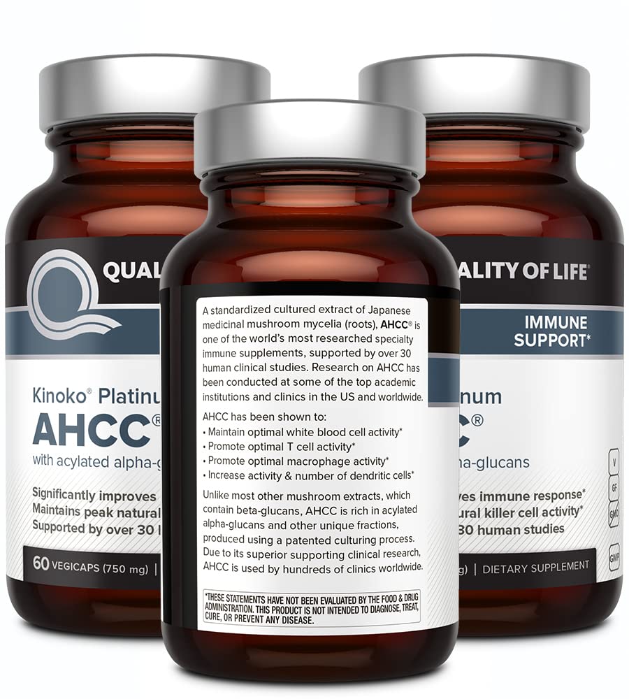AHCC Kinoko Platinum 750 mg capsules for immune support