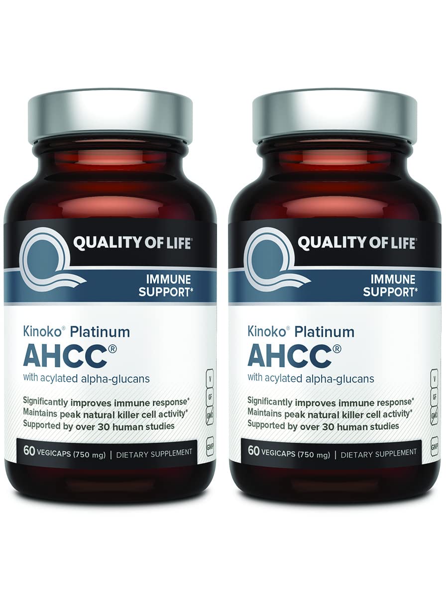 Hero image: Quality of Life AHCC Kinoko Platinum 750 mg Immune Support 2-pack
