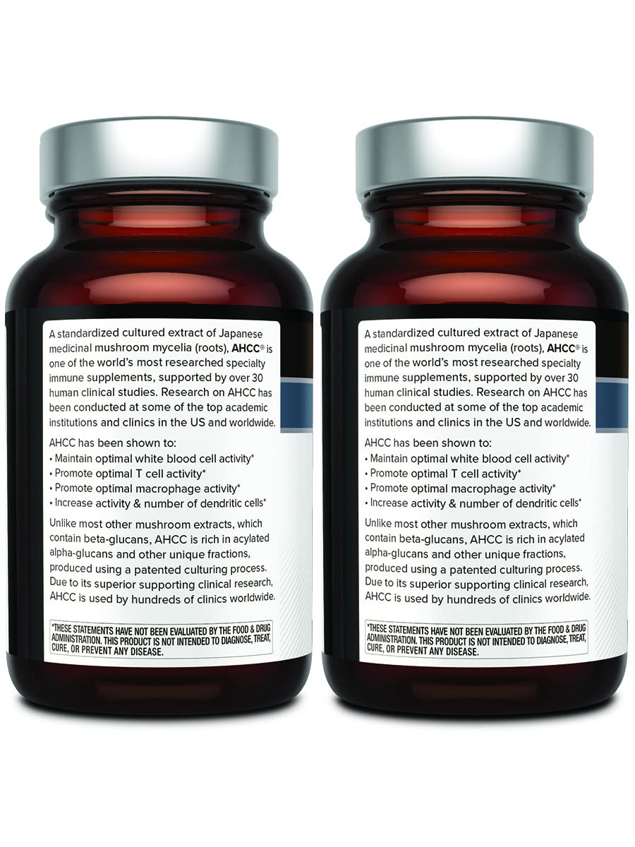 Bottle side view 2 of AHCC Kinoko Platinum 750 mg 2-pack